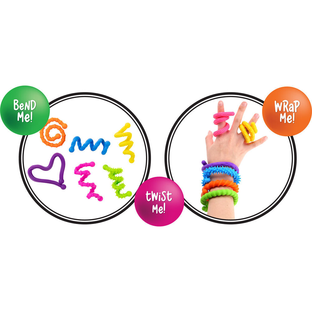 2x 6pc Sensory Sprouts Textured Twistable Strings Set Kids Toy Multicoloured