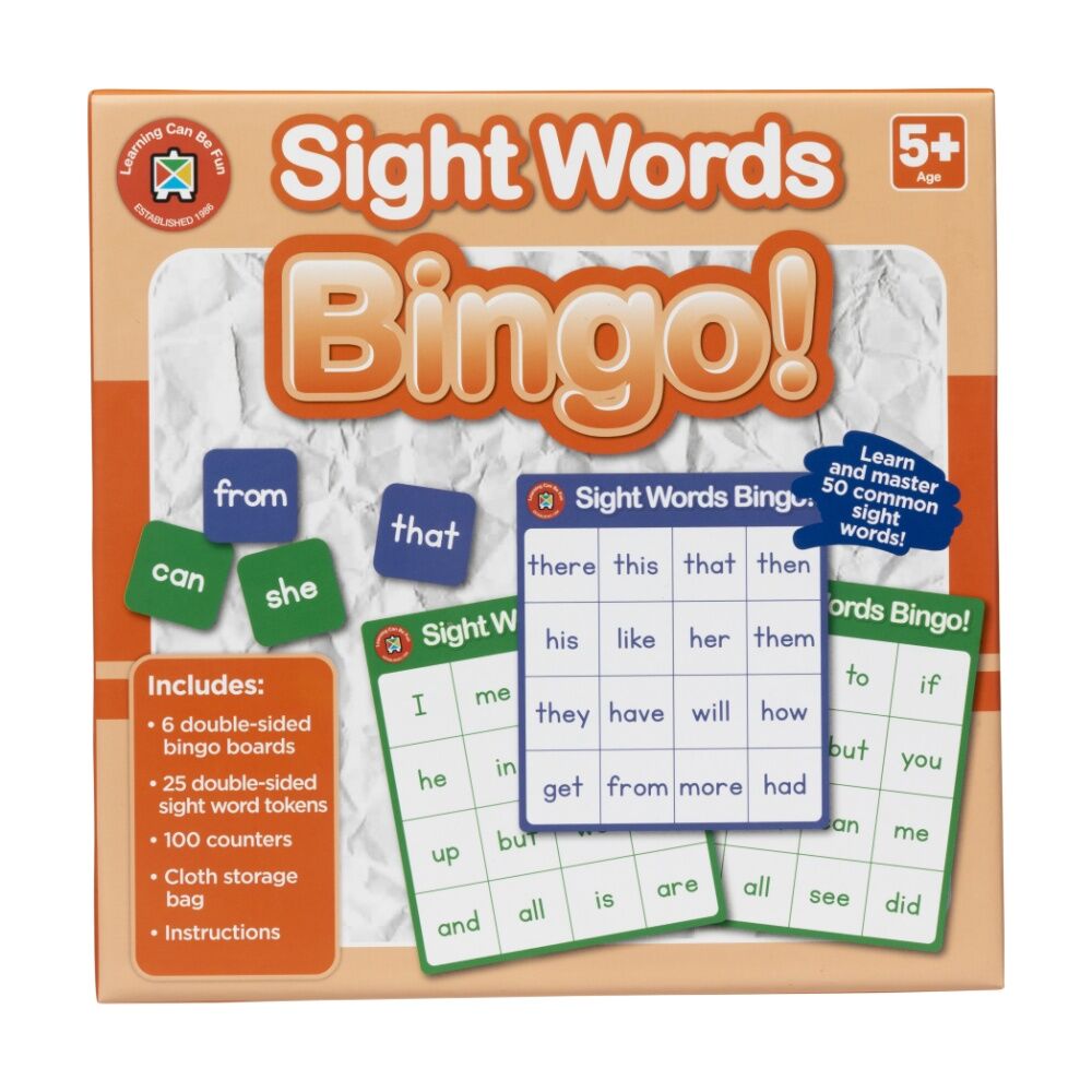 Learning Can Be Fun Sight Words Bingo Kids Reading Word Recognition Game 5y+