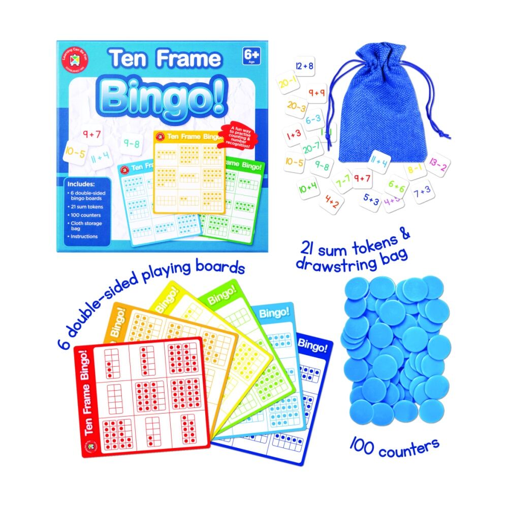 Learning Can Be Fun Ten Frame Bingo Mathematics Kids Educational Game 6y+