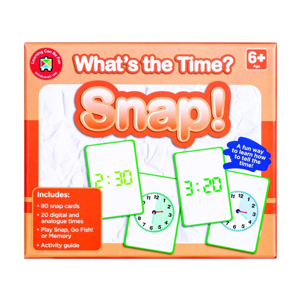 3PK Learning Can Be Fun What's The Time Snap! 80 Cards Digital/Analogue Game 6y+