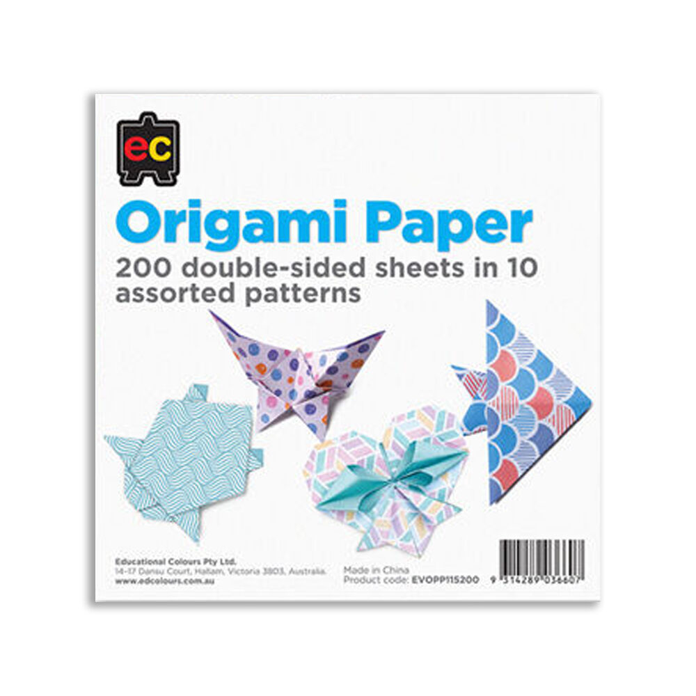 2x 200pc Educational Colours Patterns Origami Paper Pack Multicoloured