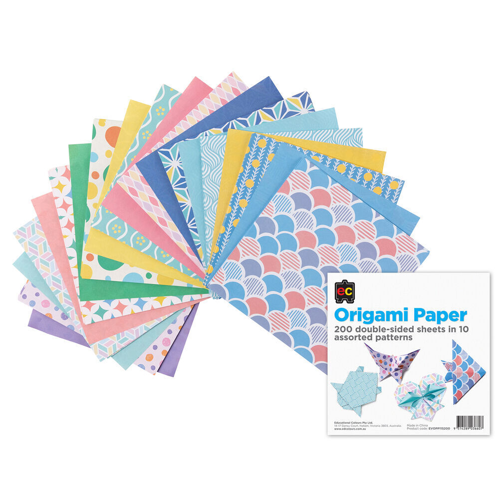2x 200pc Educational Colours Patterns Origami Paper Pack Multicoloured