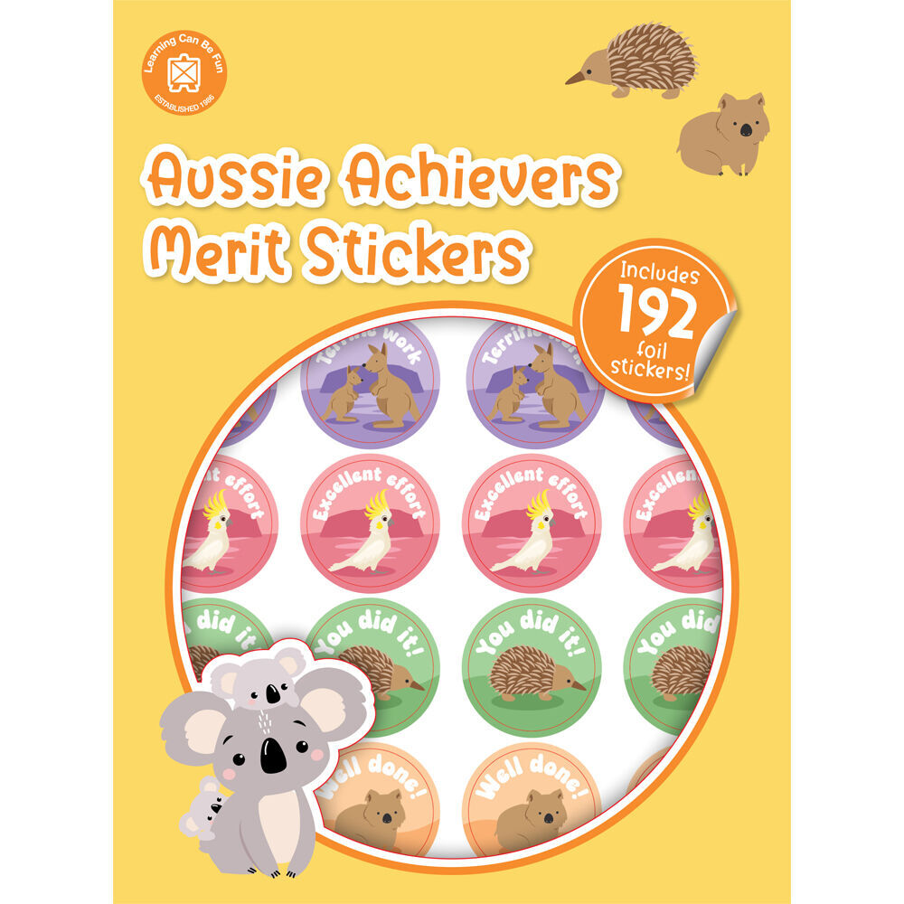 6x 192pc Learning Can Be Fun Aussie Achievers Merit Sticker Book 28mm