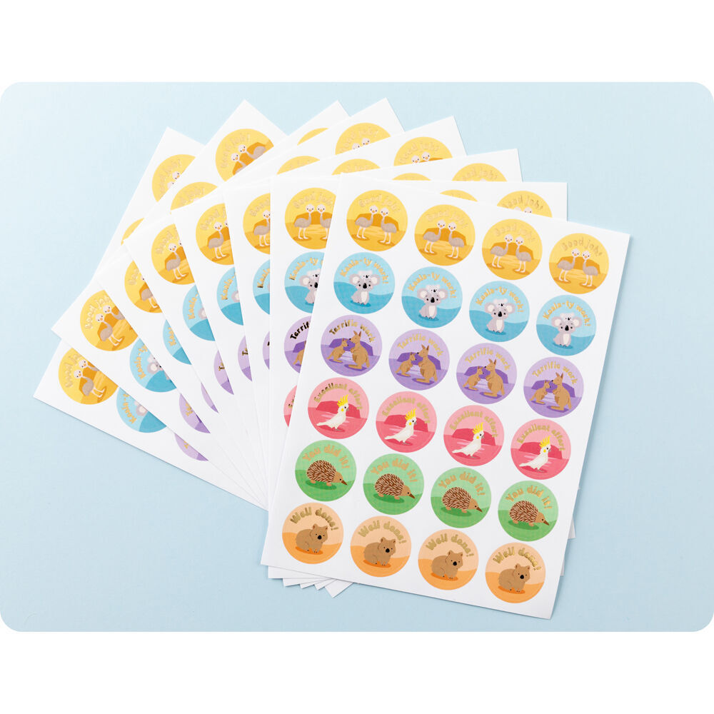 6x 192pc Learning Can Be Fun Aussie Achievers Merit Sticker Book 28mm