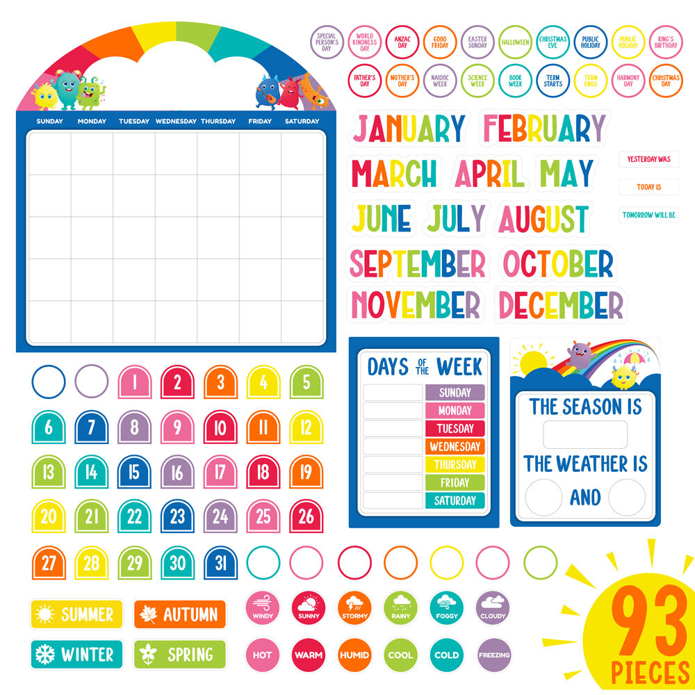 93pc Learning Can Be Fun Calendar Bulletin Board Set Giggle & Grow