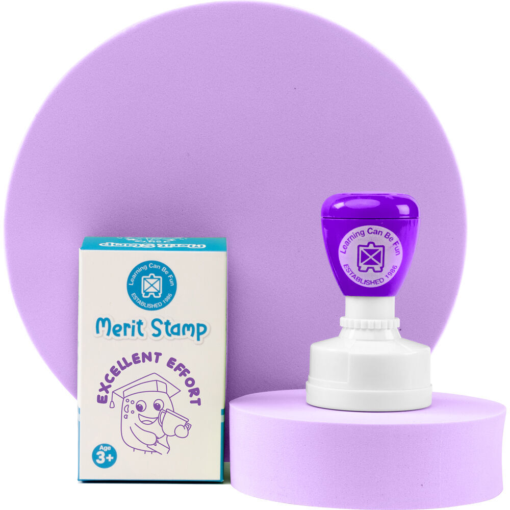 12PK Learning Can Be Fun Giggle & Grow Excellent Effort Merit Stamp Purple