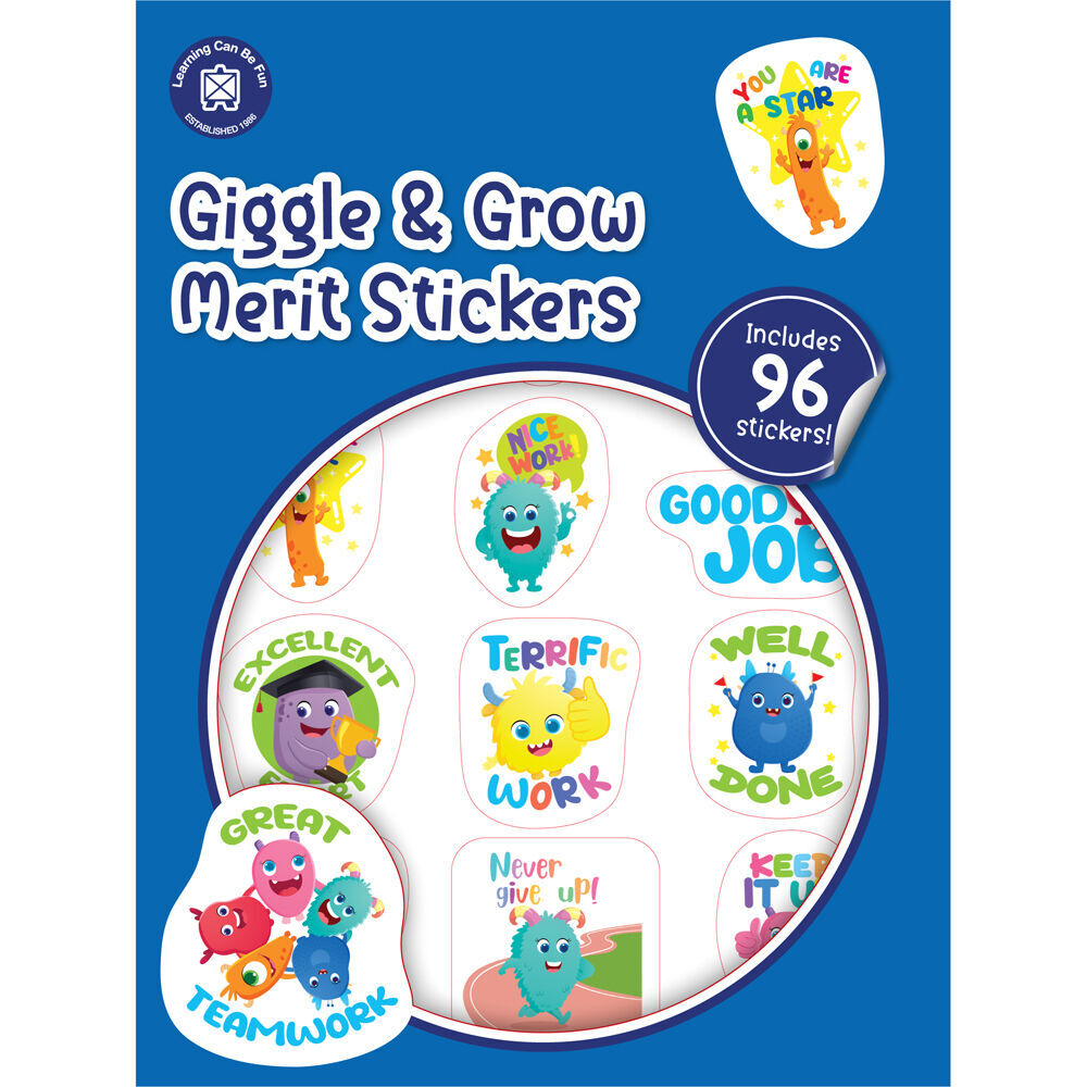 8x 96pc Learning Can Be Fun Giggle & Grow Merit Sticker Book Multicoloured