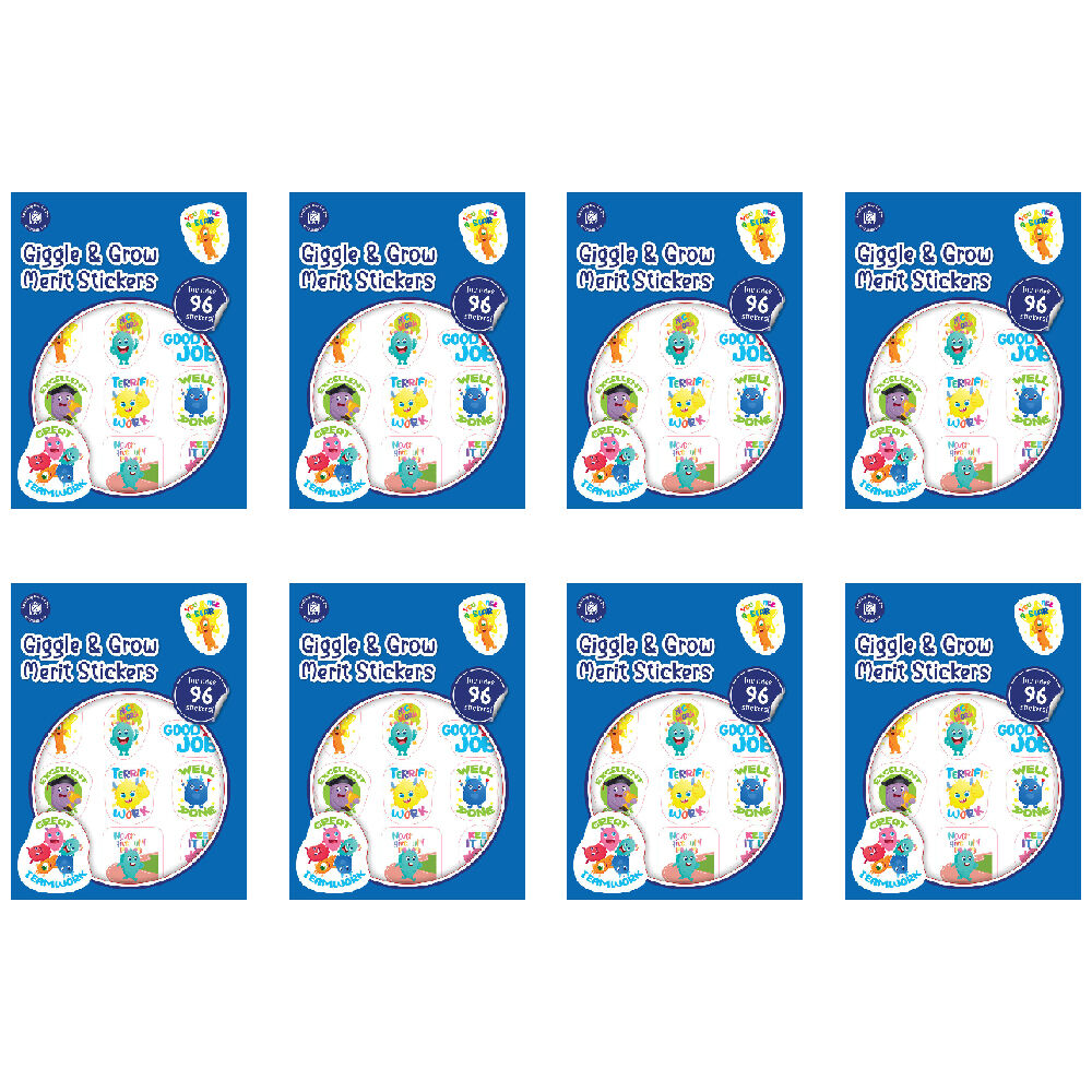 8x 96pc Learning Can Be Fun Giggle & Grow Merit Sticker Book Multicoloured
