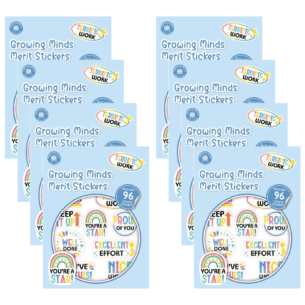 8x 96pc Learning Can Be Fun Growing Minds Merit Sticker Book Multicoloured