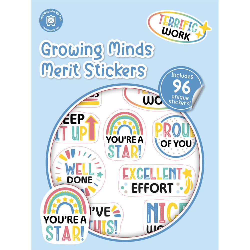 8x 96pc Learning Can Be Fun Growing Minds Merit Sticker Book Multicoloured