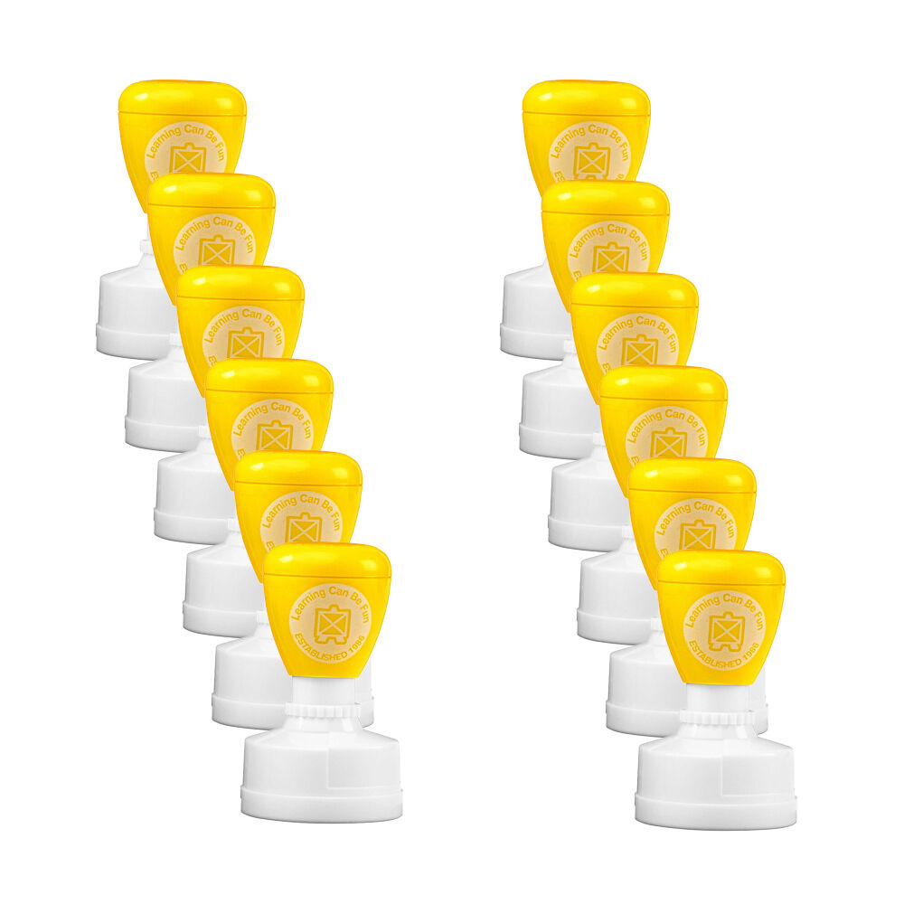 12PK Learning Can Be Fun Bee-utiful Work Self-Inking Merit Stamp Yellow