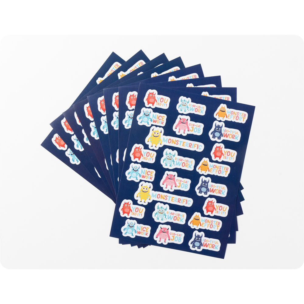 12x 176pc Learning Can Be Fun Monster Motivation Merit Sticker Book Multi