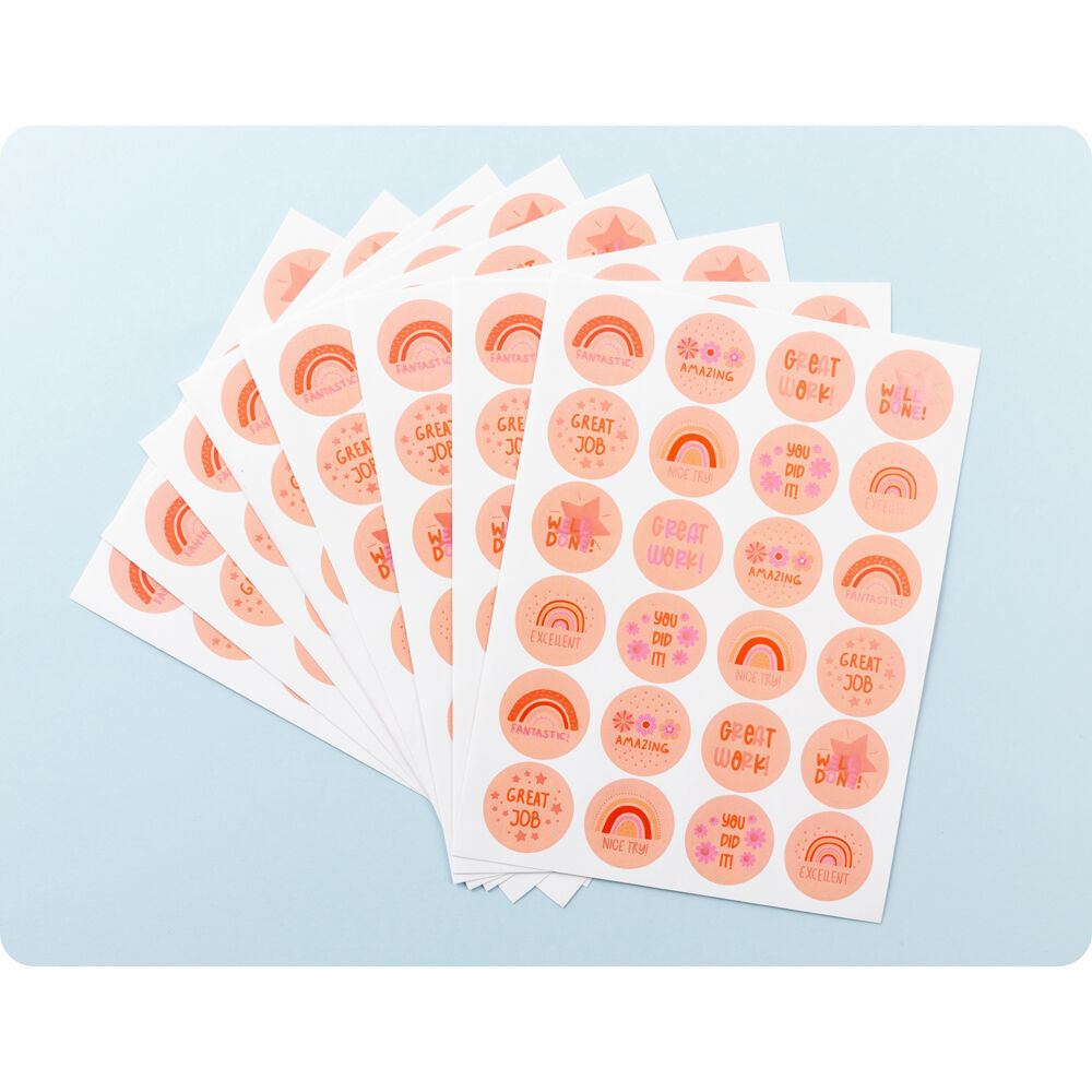 12x 192pc Learning Can Be Fun Peachy Praise Merit Sticker Book 28mm