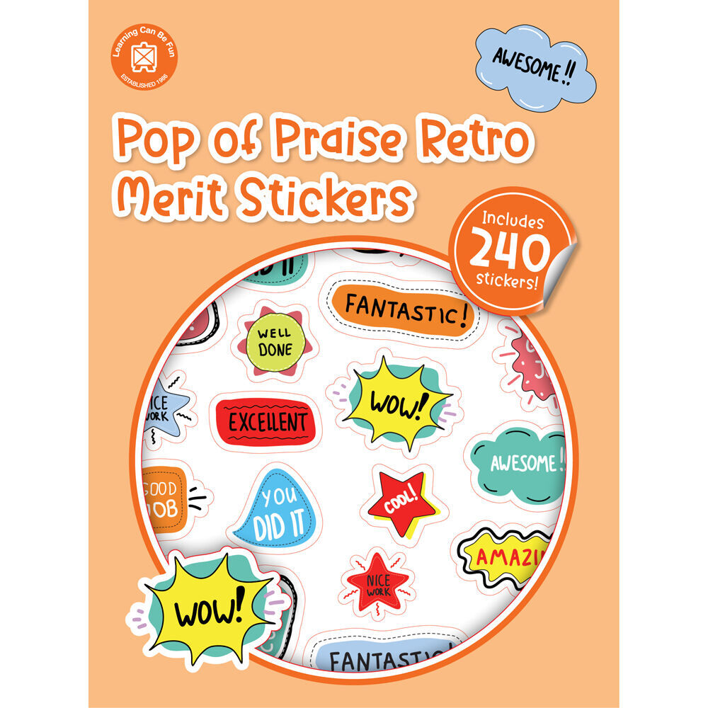 12x 240pc Learning Can Be Fun Pop of Praise Retro Merit Sticker Book Multi