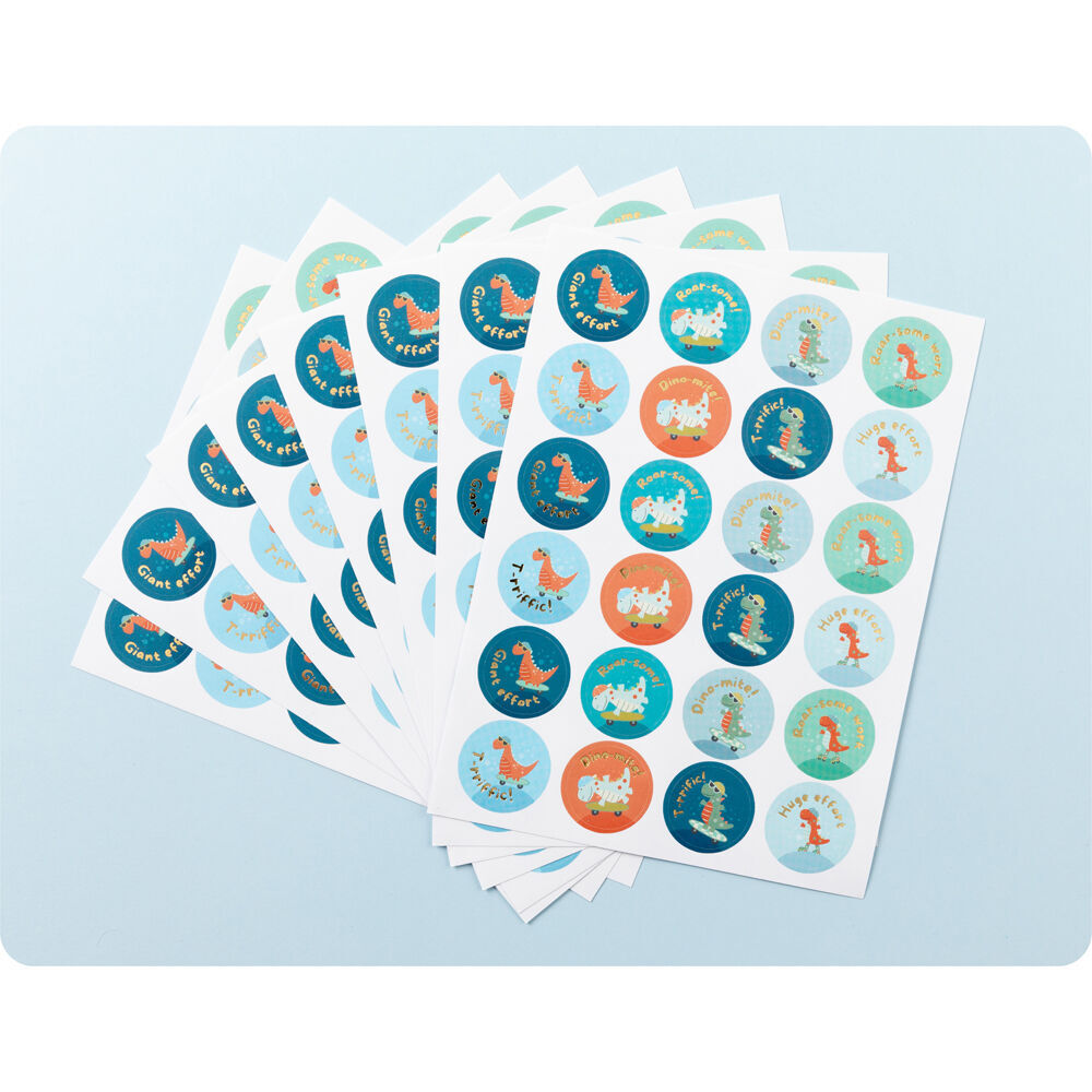 6x 192pc Learning Can Be Fun Roar-some Recognition Merit Sticker Book 28mm