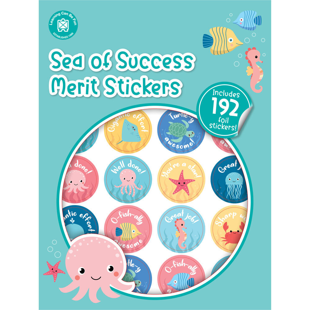 12x 192pc Learning Can Be Fun Sea of Success Merit Sticker Book 28mm