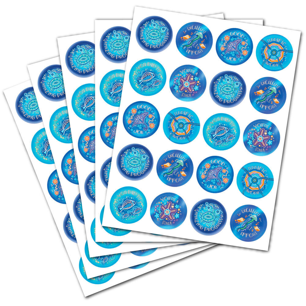 6x 160pc Learning Can Be Fun Ocean Country Merit Sticker Book 29mm