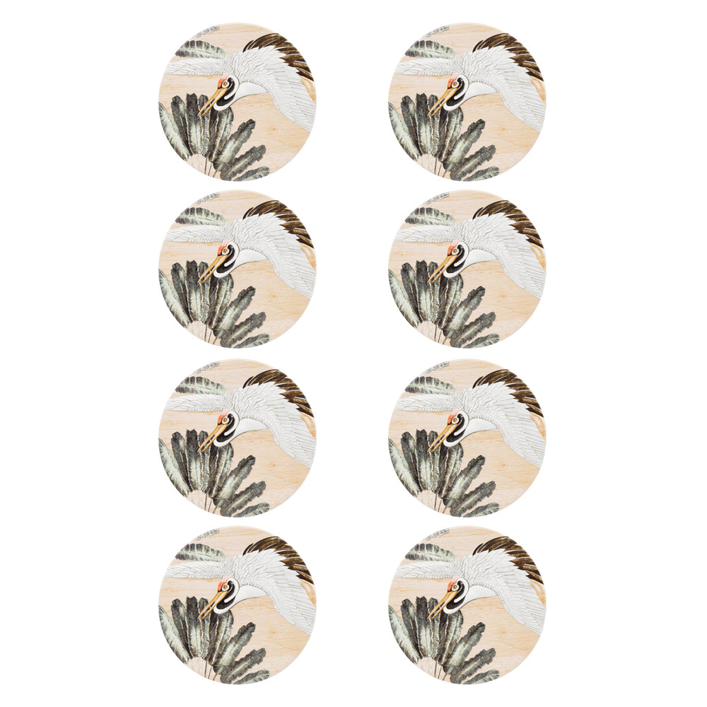 8PK Splosh Exotic Crane 11cm Ceramic Coaster Drink Mat Round