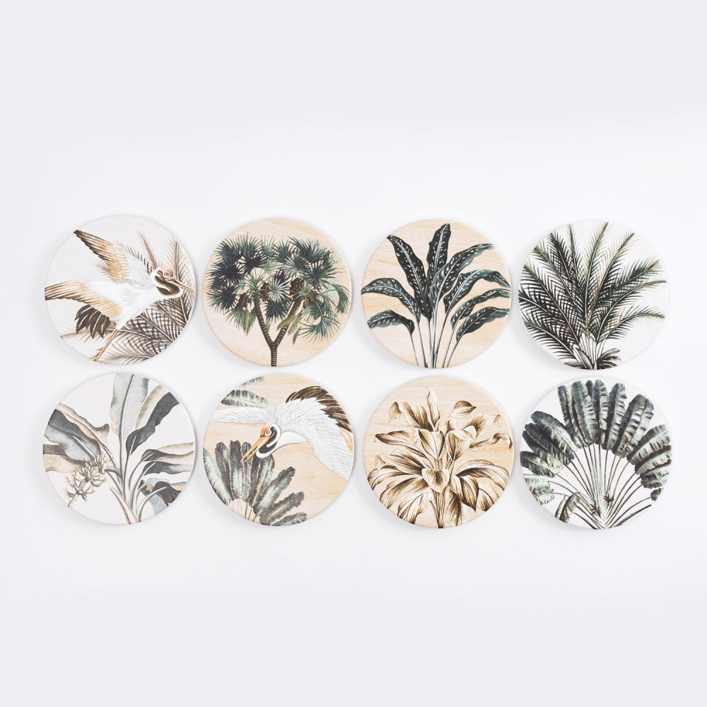 8PK Splosh Exotic Crane 11cm Ceramic Coaster Drink Mat Round