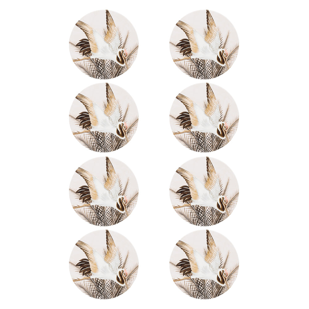 8PK Splosh Exotic Brown Crane 11cm Ceramic Coaster Drink Mat Round