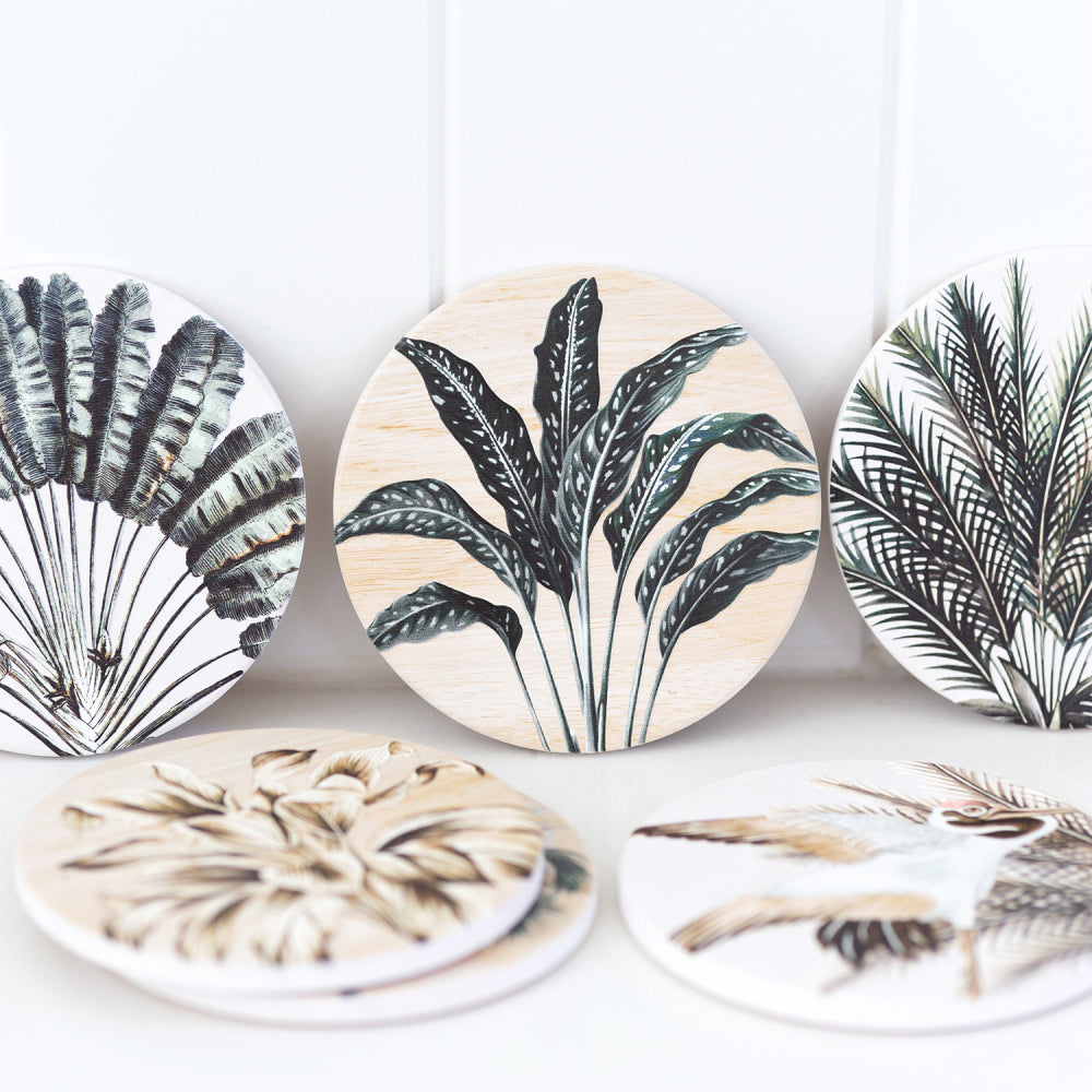 8PK Splosh Exotic Fern 11cm Ceramic Coaster Drink Mat Round