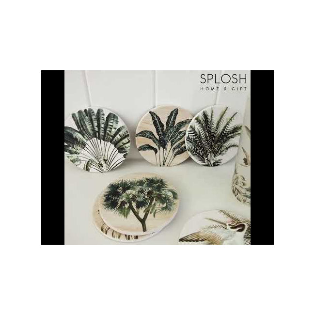 8PK Splosh Exotic Fern 11cm Ceramic Coaster Drink Mat Round