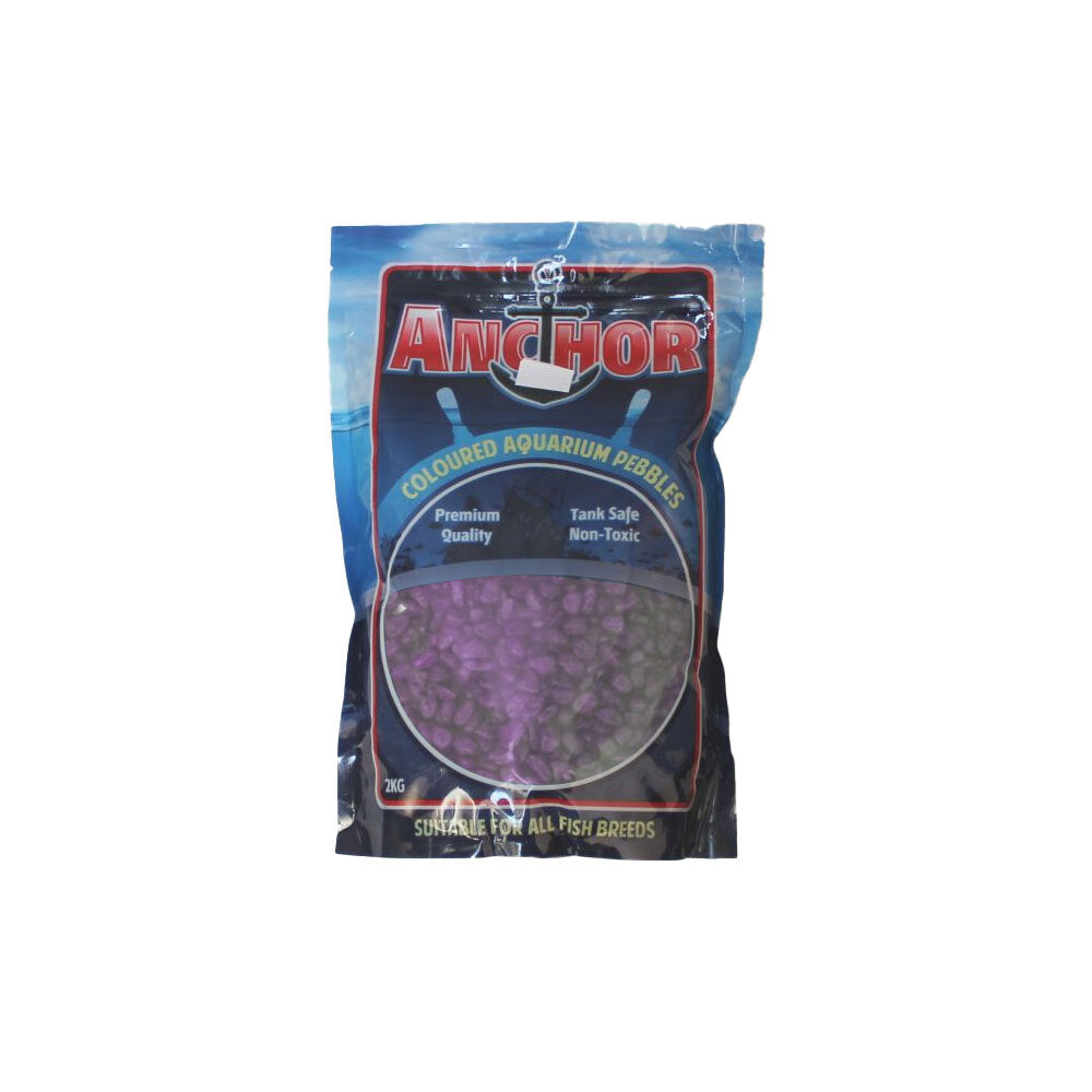 4PK Anchor Painted Coloured Aquarium Pebbles Gravel 2kg - Purple