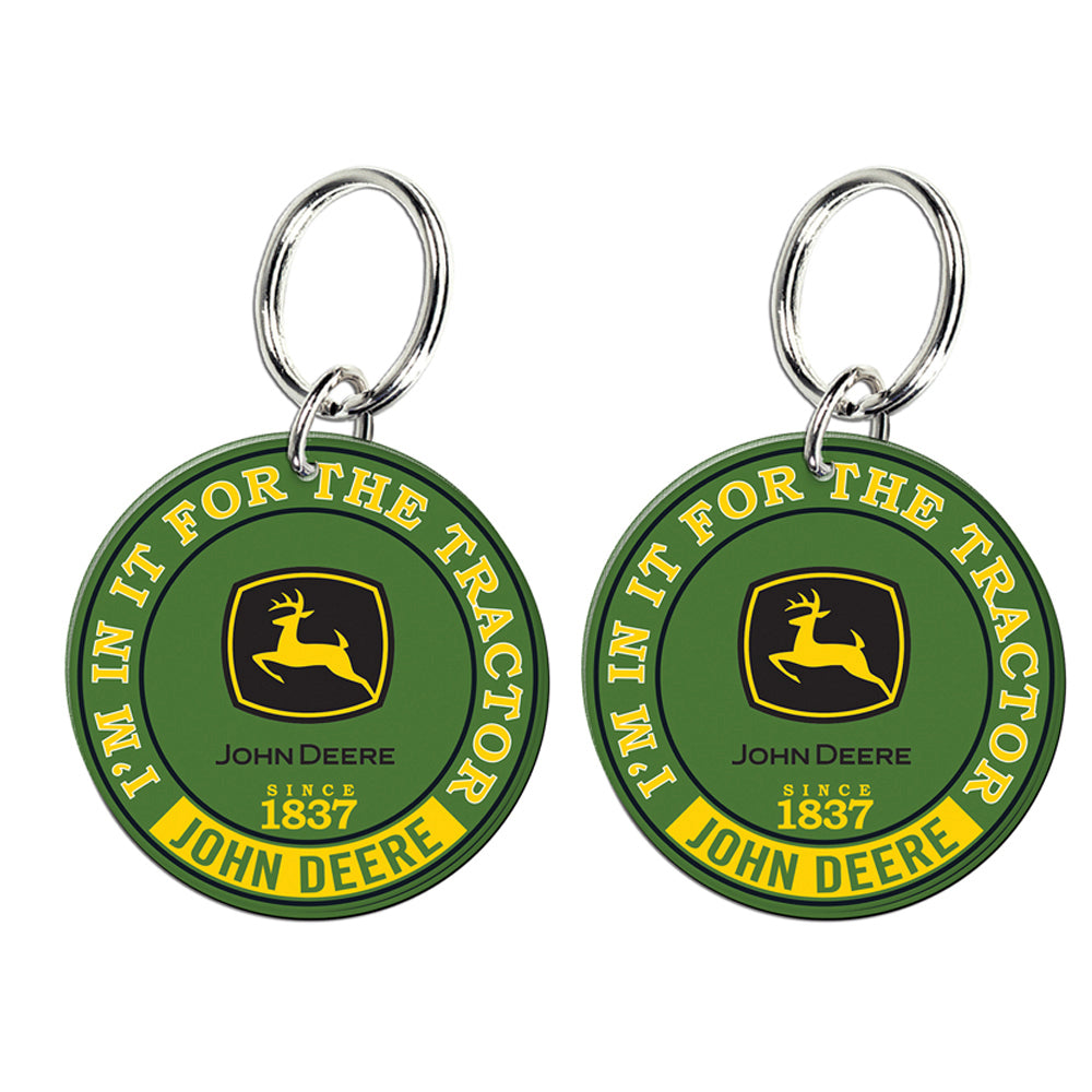 2PK John Deere Custom Shape Key Ring Tractor Premium Acylic