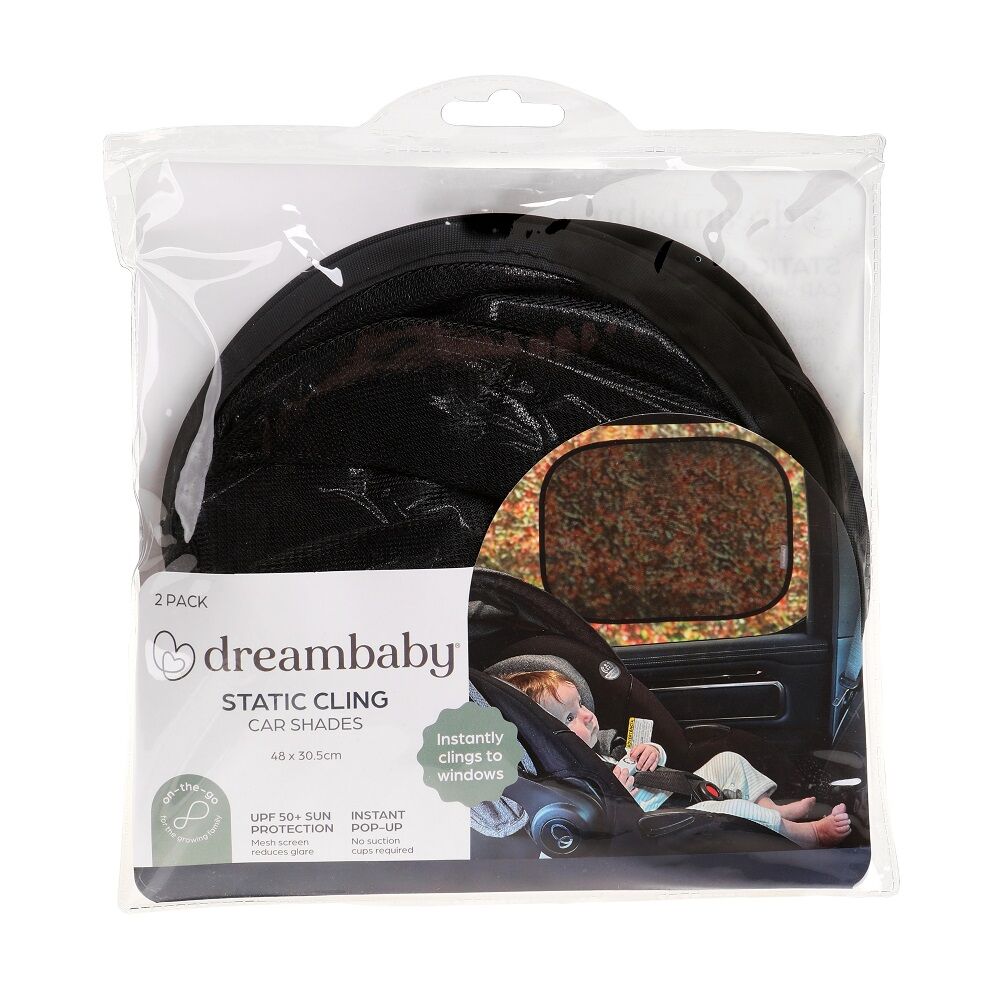 2pc Dreambaby Insta-Cling Car Shades Kids Sun Protection - Black