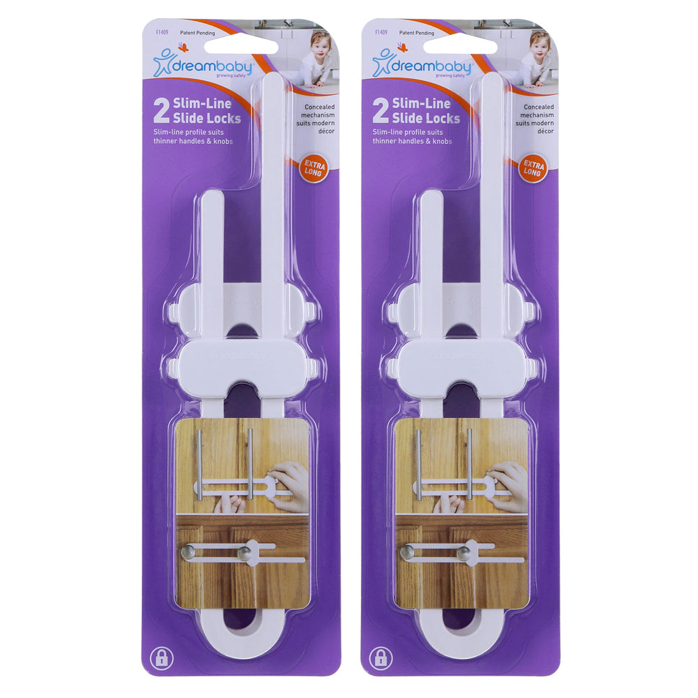 4pc Dreambaby Baby Safety Slim-Line Slide Lock White