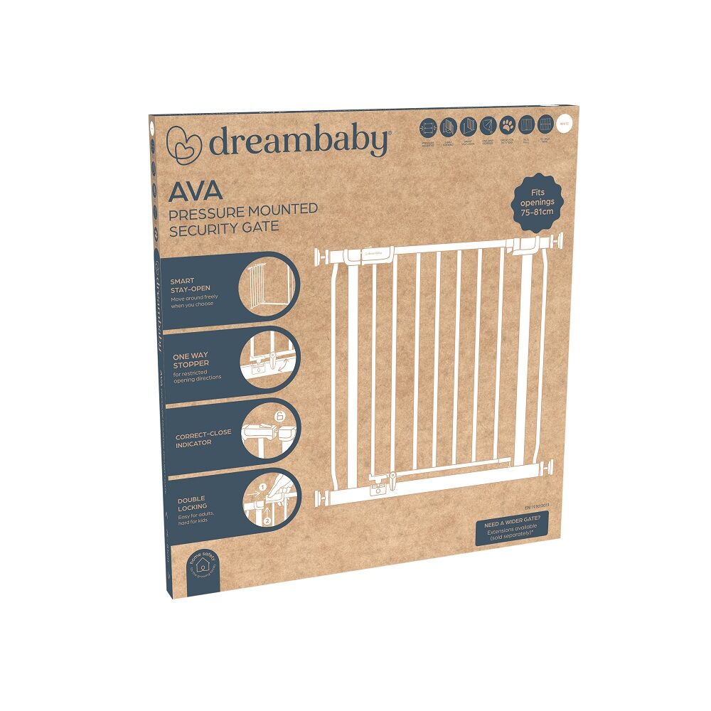 Dreambaby Ava Baby/Child Swing Close Security Gate 76cm - White