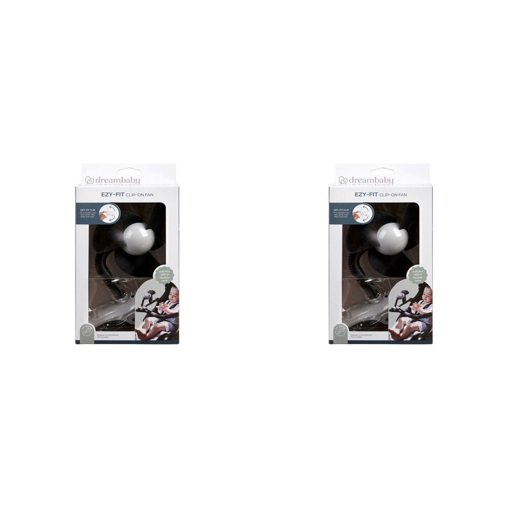 2PK Dreambaby Strollerbuddy Ezy-Fit Clip-On Fan - Black