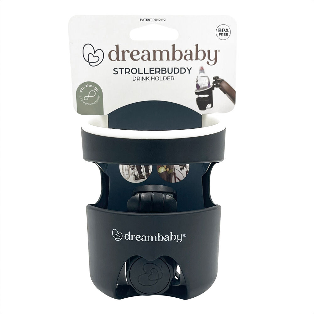 2PK Dreambaby Drink Holder For Stroller/Pram - Black/White Trim