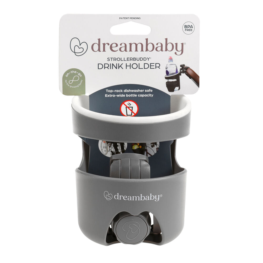 2PK Dreambaby Drink Holder For Stroller/Pram - Grey/White Trim
