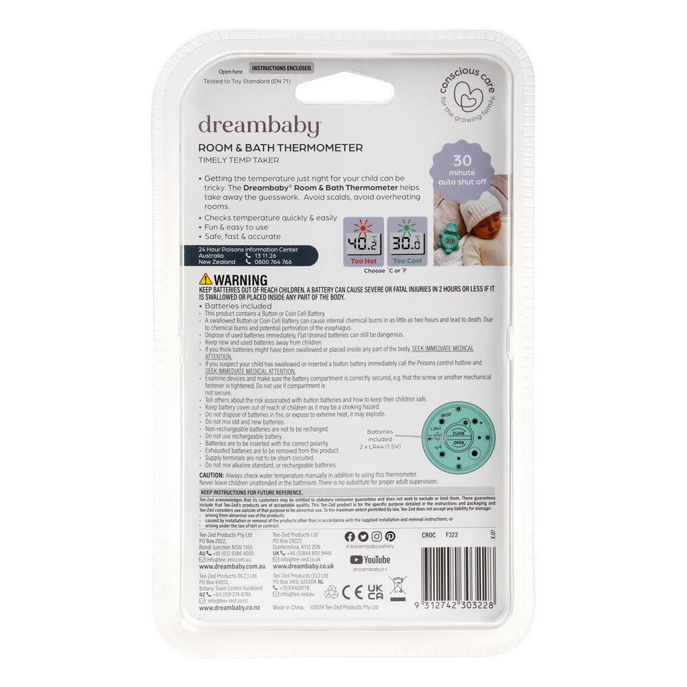 Dreambaby Room & Bath Thermometer Crocodile