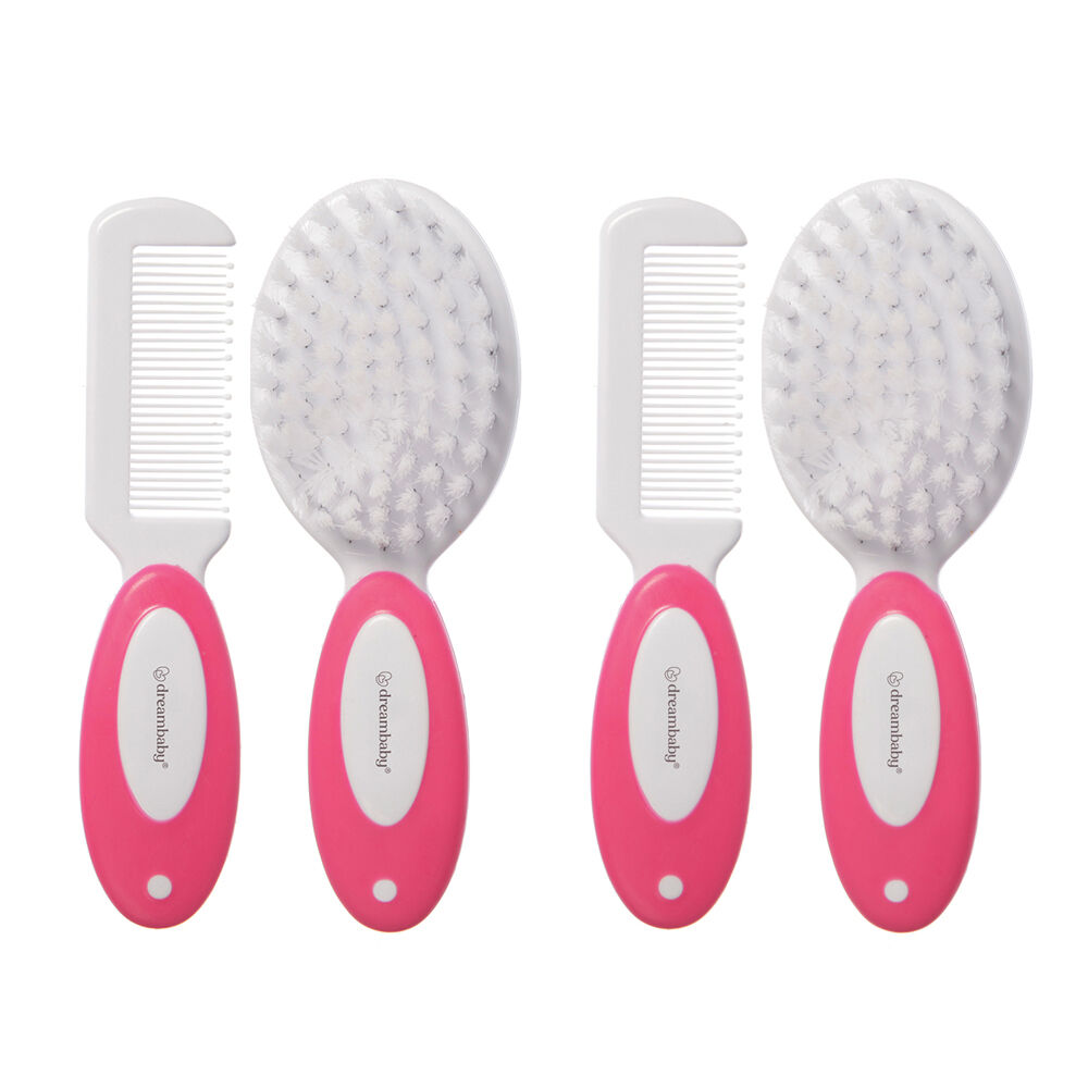 2PK Dreambaby Deluxe Brush & Comb Set Kids/Baby Grooming Kit - Pink