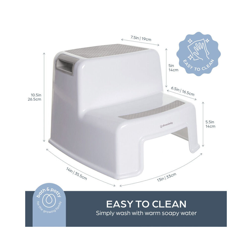 Dreambaby 2-Up Safety Step Stool 33x26cm - Grey/White