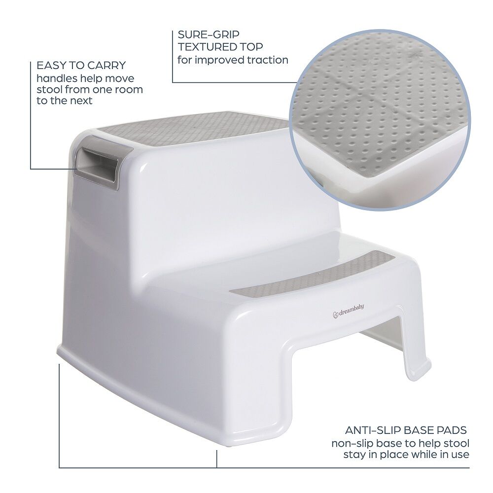 Dreambaby 2-Up Safety Step Stool 33x26cm - Grey/White