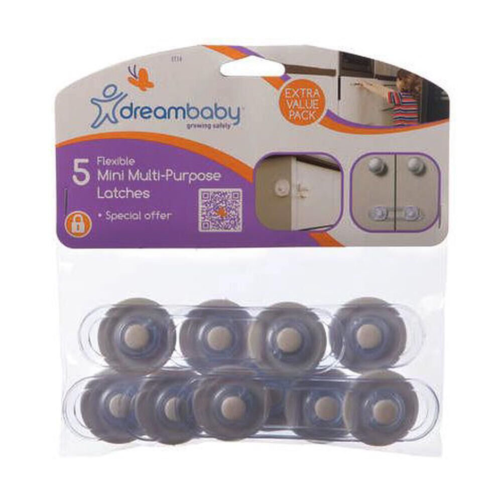 2x 5pc Dreambaby Mini Multi-Purpose Cabinet Latches - White