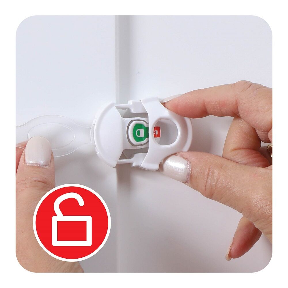 4x 3pc Dreambaby Ezy-Check Multi-Use Latch Safety Lock - White