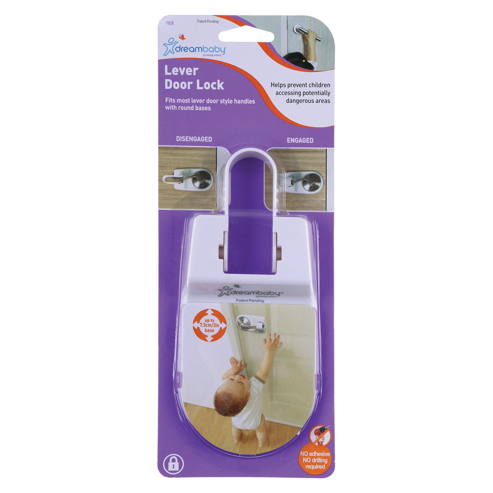 2PK Dreambaby Baby Safety Lever Door Lock For Round Base Handles