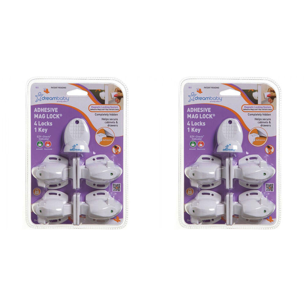 2PK Dreambaby Adhesive Magnetic Child Safety Lock 4 Locks 1 Key