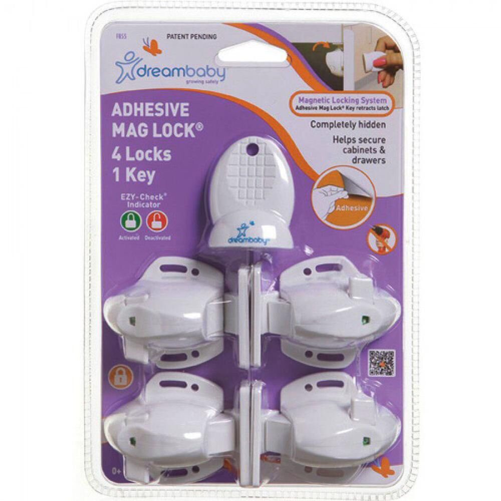 2PK Dreambaby Adhesive Magnetic Child Safety Lock 4 Locks 1 Key