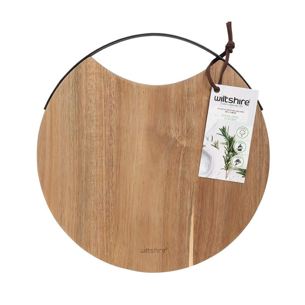 Wiltshire Artisan Round Acacia Wood Serving Entertainer Board 30x1.6cm