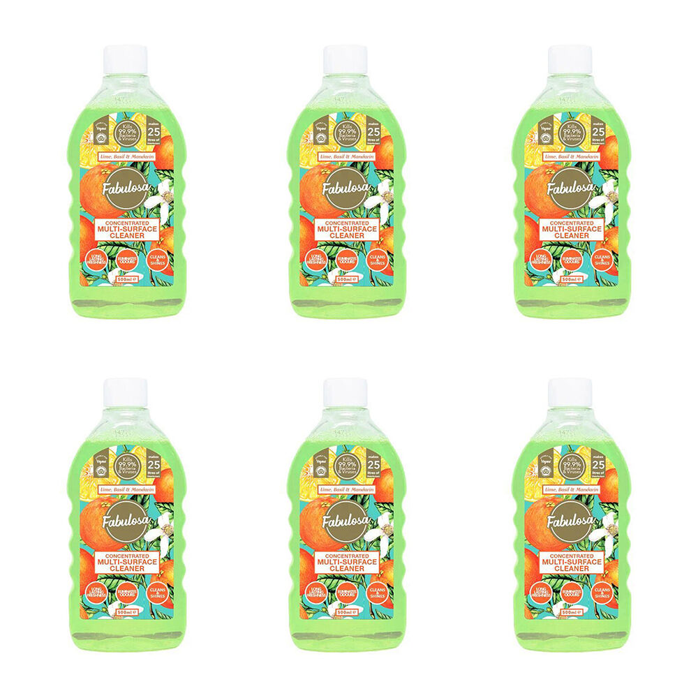 6PK Fabulosa Concentrated Cleaner 500ml Lime Basil Mandarin - Green