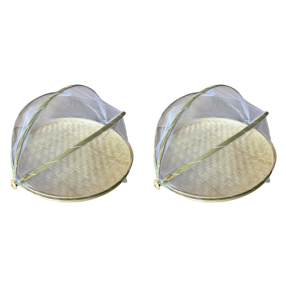 2PK NF Living Mesh & Bamboo Cover 45x22cm Food Tabletop Supplies Collapsible