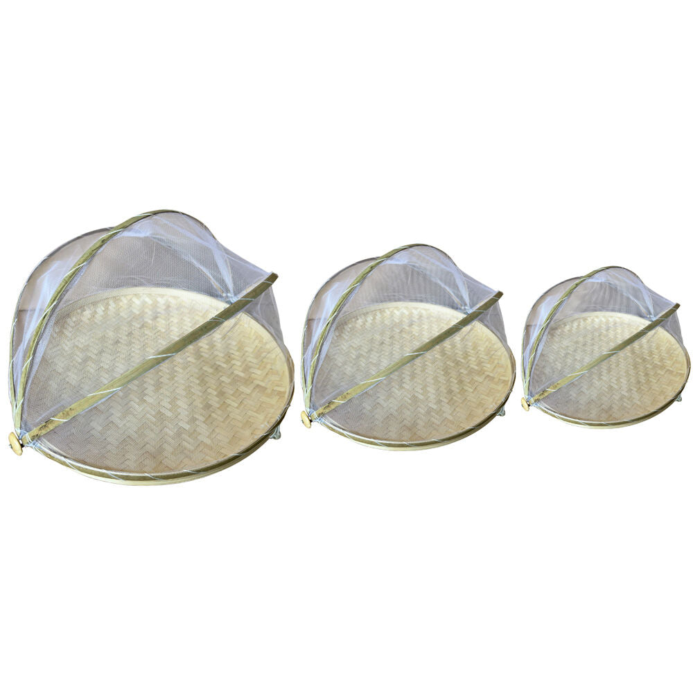 NF Living Mesh & Bamboo Cover 40x20cm Food Wood Tabletop Supplies Collapsible