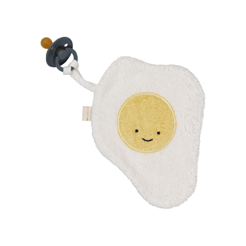 2PK Fabelab Bamboo Cotton Baby Dummy Cuddle w/ Pacificer Fried Egg 19cm White
