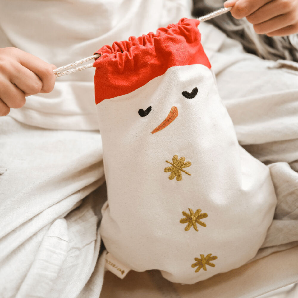 2PK Fabelab Christmas Gift Bag String Pouch Xmas Decoration 22x32cm Snowman