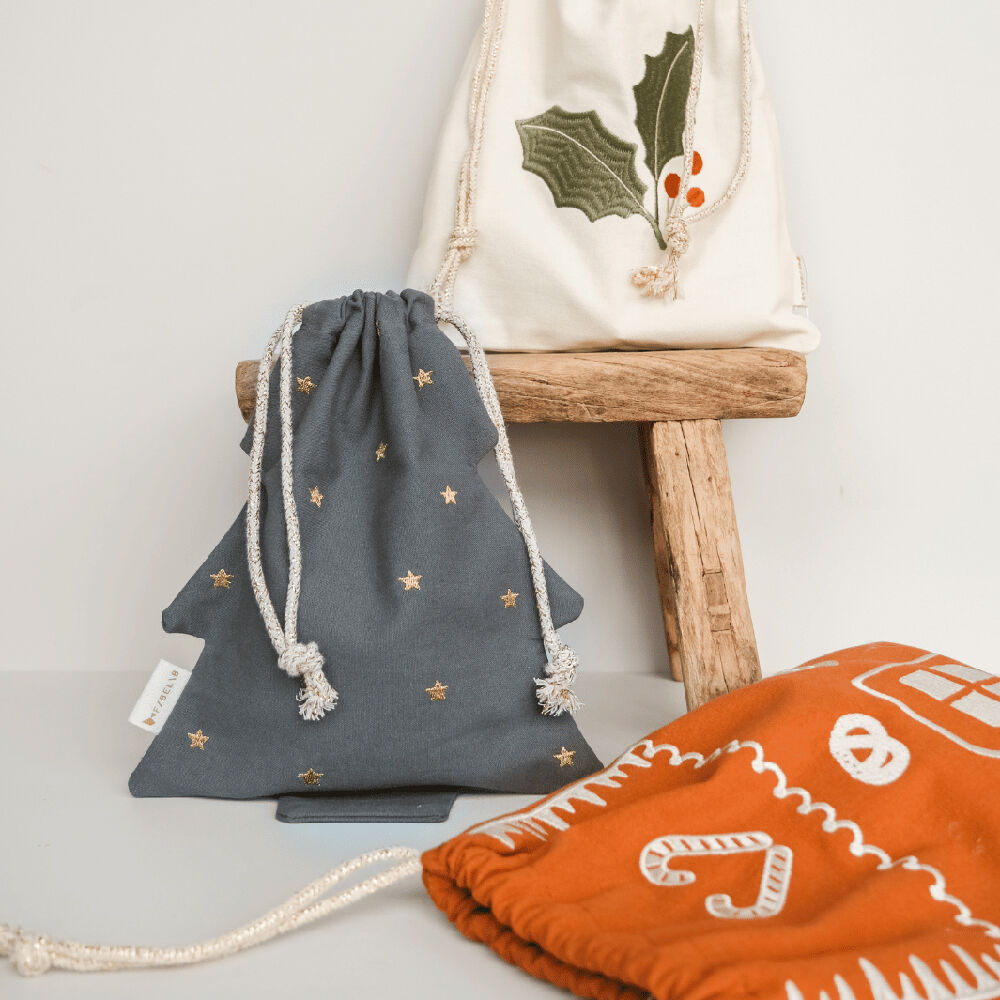 Fabelab Christmas Gift Bag String Pouch Xmas Decor 23x30cm Gingerbread House
